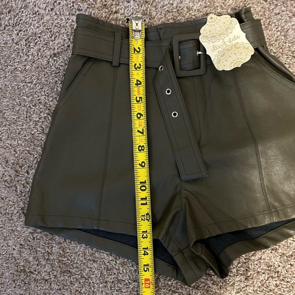 Altar’d State Olive Faux Leather High Rise Shorts — NWT - Picture 3 of 5